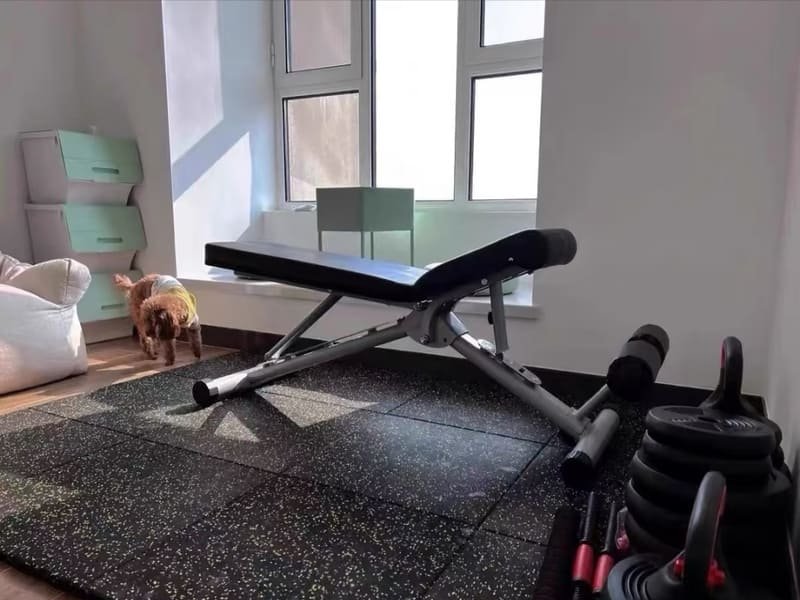 Colorful EPDM granules mixed with black SBR rubber.